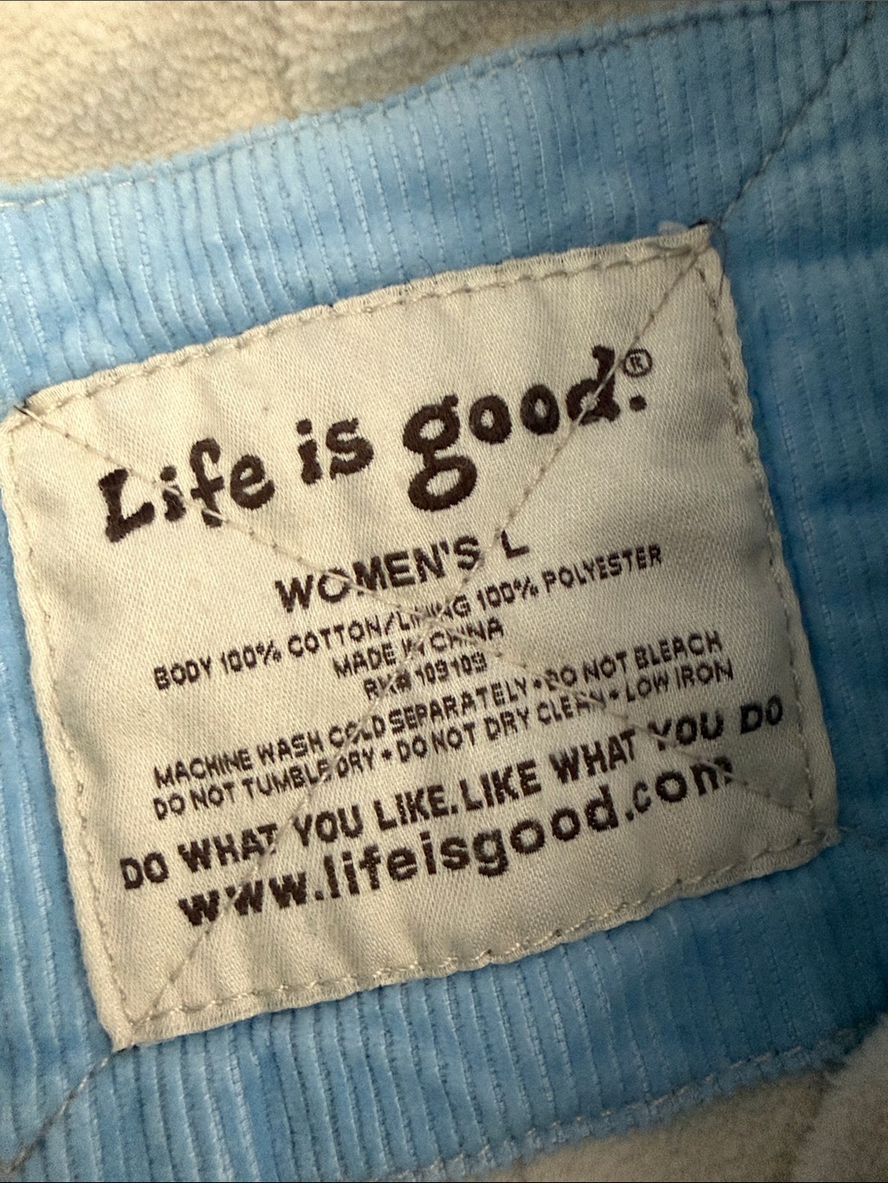 Life is Good Corduroy Button-Down Jacket Light Blue Large - Picture 8 of 9